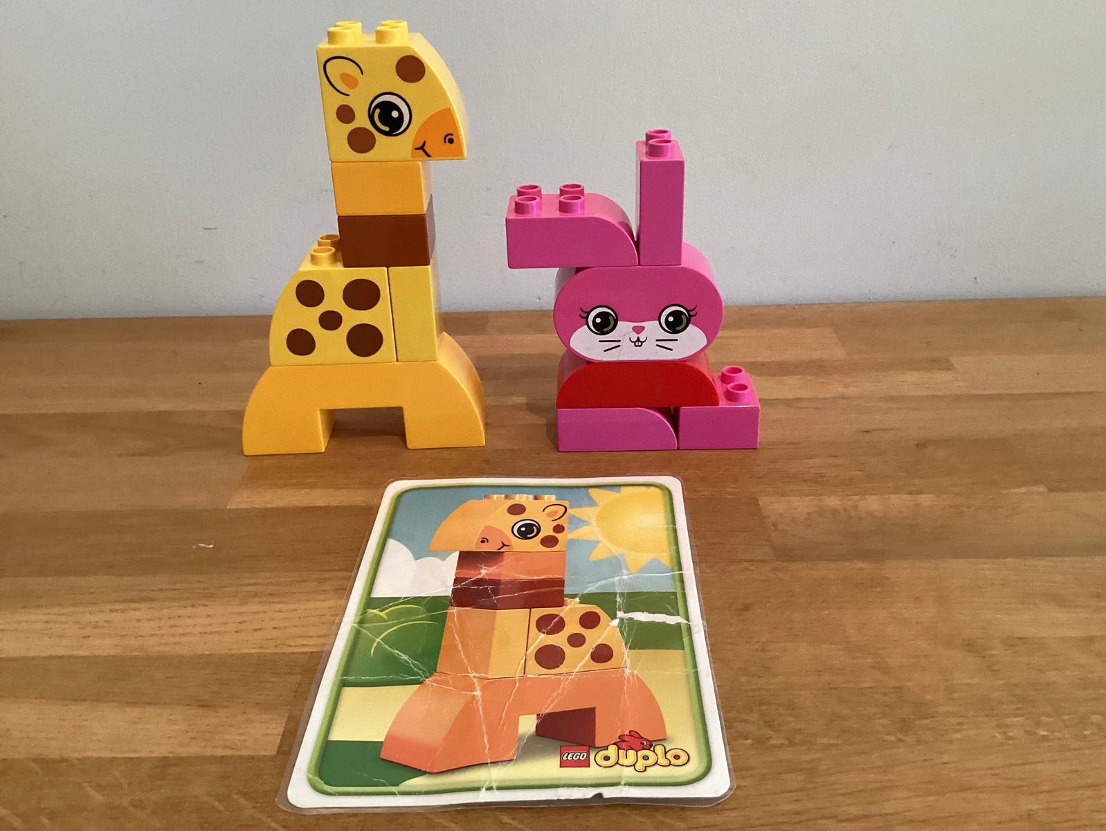 Duplomet bouwkaart Giraf en konijn., Ophalen of Verzenden, Zo goed als nieuw, Duplo