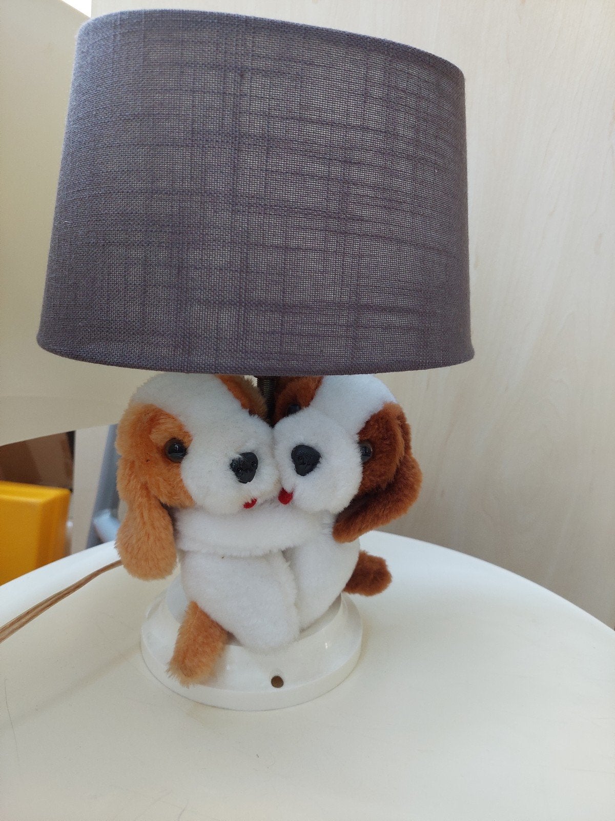 Leuke tafellamp met knuffelhondjes - sfeerlicht, Gebruikt, Overige merken, Met kap, Ophalen of Verzenden