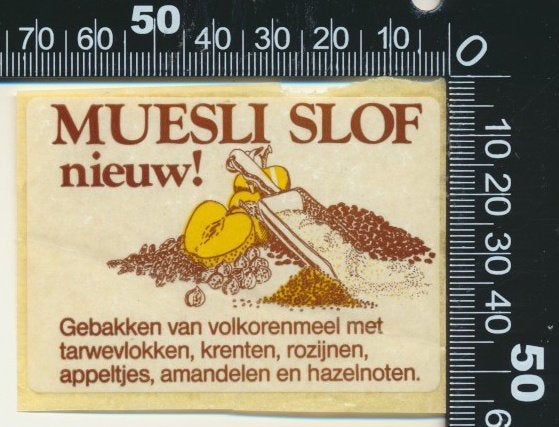 Sticker: Muesli Slof, Verzenden, Zo goed als nieuw, Bedrijf of Vereniging