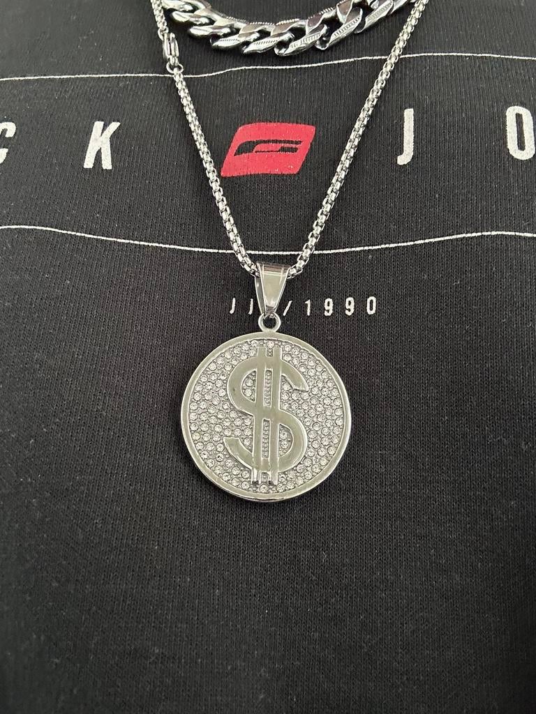 Dollar ketting 10, Nieuw, Zilver, Zilver, Ophalen