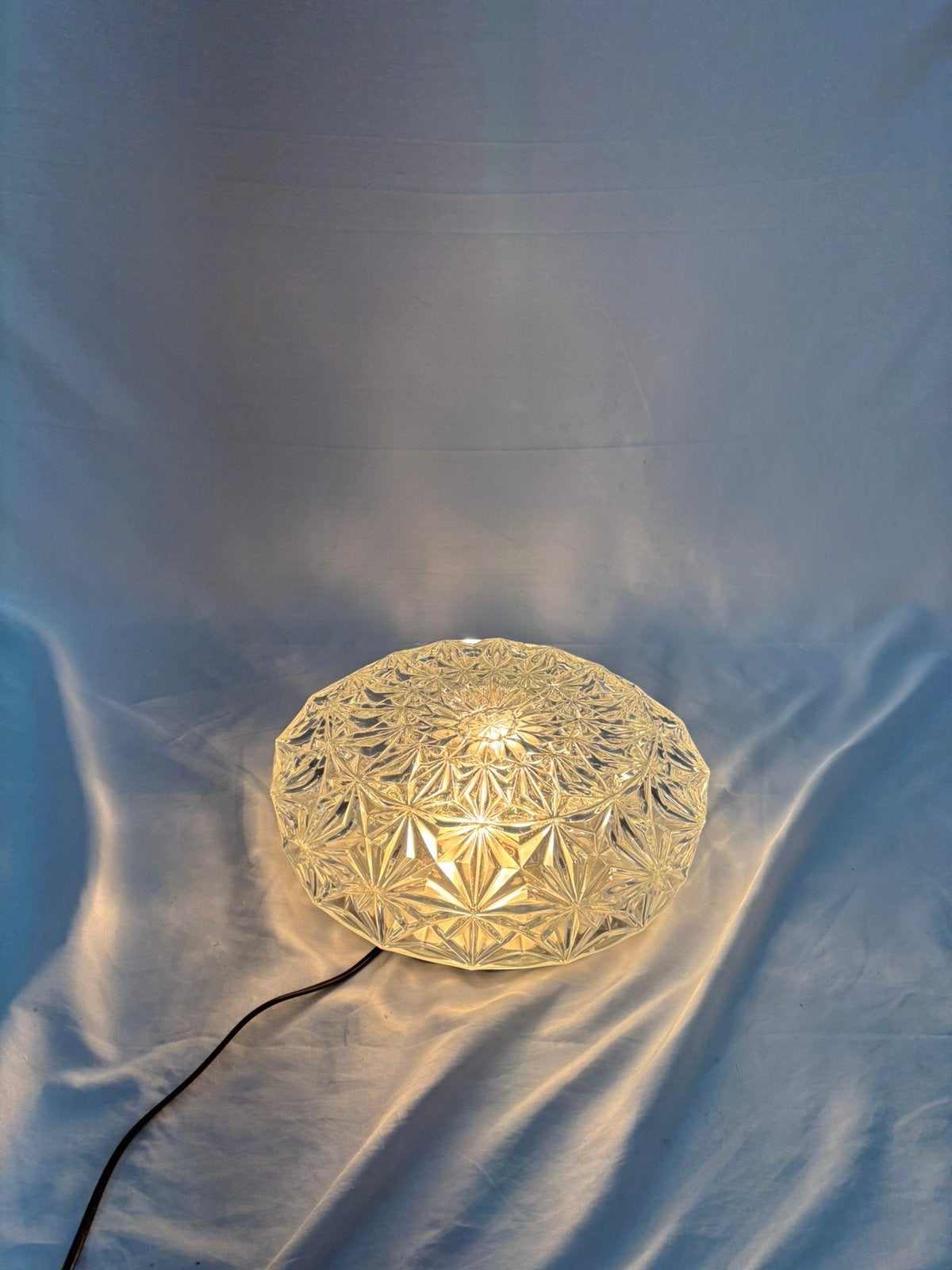 Vintage kristal Mid-Century glazen plafondlamp ster patroon, Huis en Inrichting, Lampen | Plafondlampen, Ophalen of Verzenden