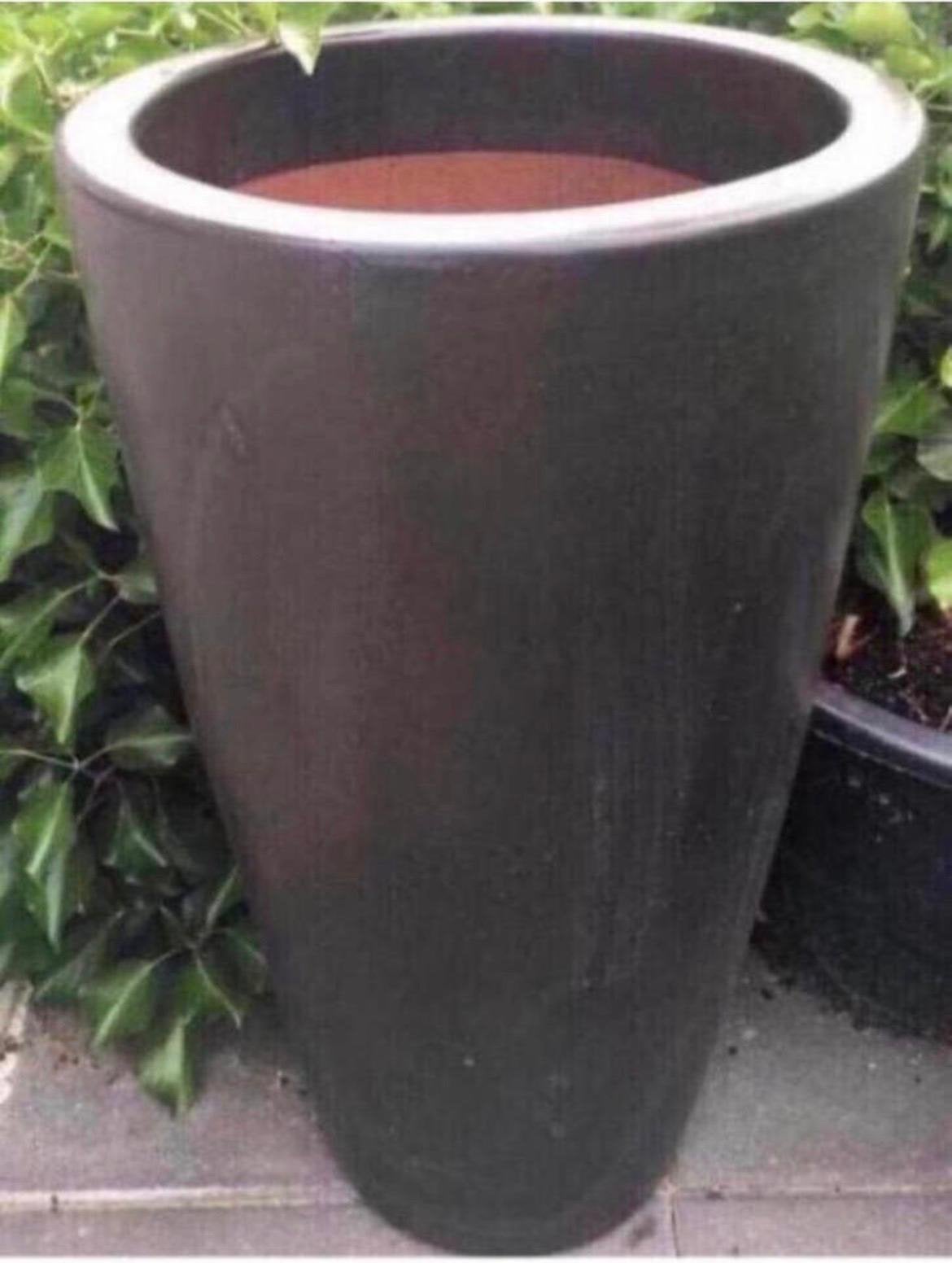 Mooie grote terracotta bloempot 72/39cm antraciet grijs, Ophalen, Gebruikt, 40 cm of meer, Rond