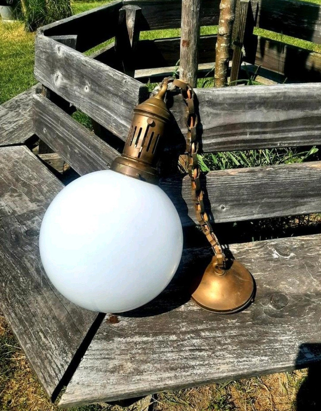 Art Deco - Hanglamp / Schoollamp - (jaren 30 / opaline), Ophalen