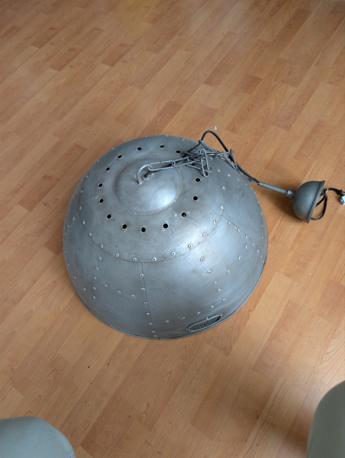 Vintage industriële hanglamp, metaal, E27 fitting, Huis en Inrichting, Ophalen, Gebruikt, E27 (groot), Industrieel, Vintage