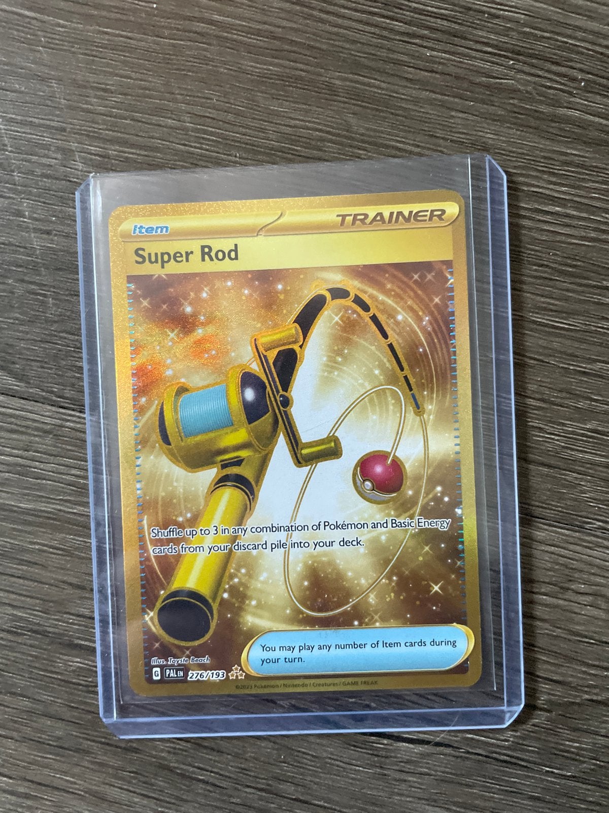 Pokémon Super Rod Gold Secret Rare 276/193 Paldea Evolved, Ophalen of Verzenden, Zo goed als nieuw, Losse kaart, Foil