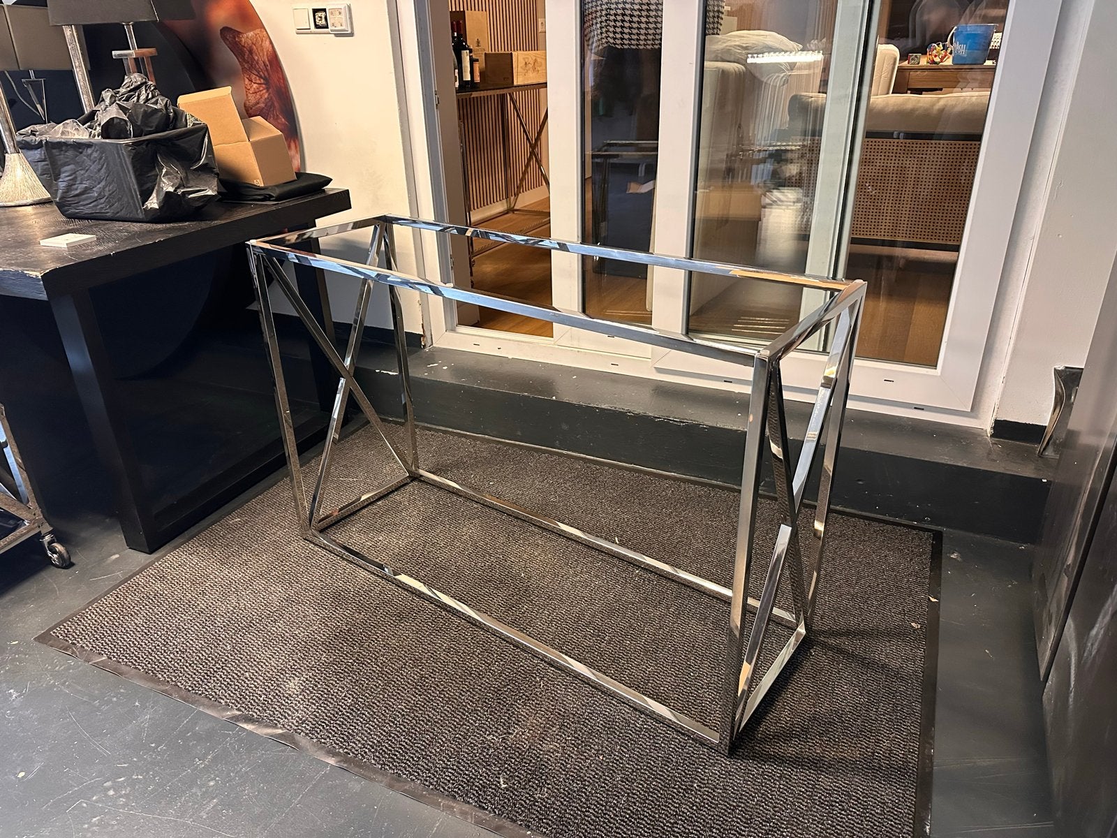 Eichholtz Side table inclusief glasplaat, Gebruikt, Metaal of Aluminium, 75 cm of meer, Rechthoekig
