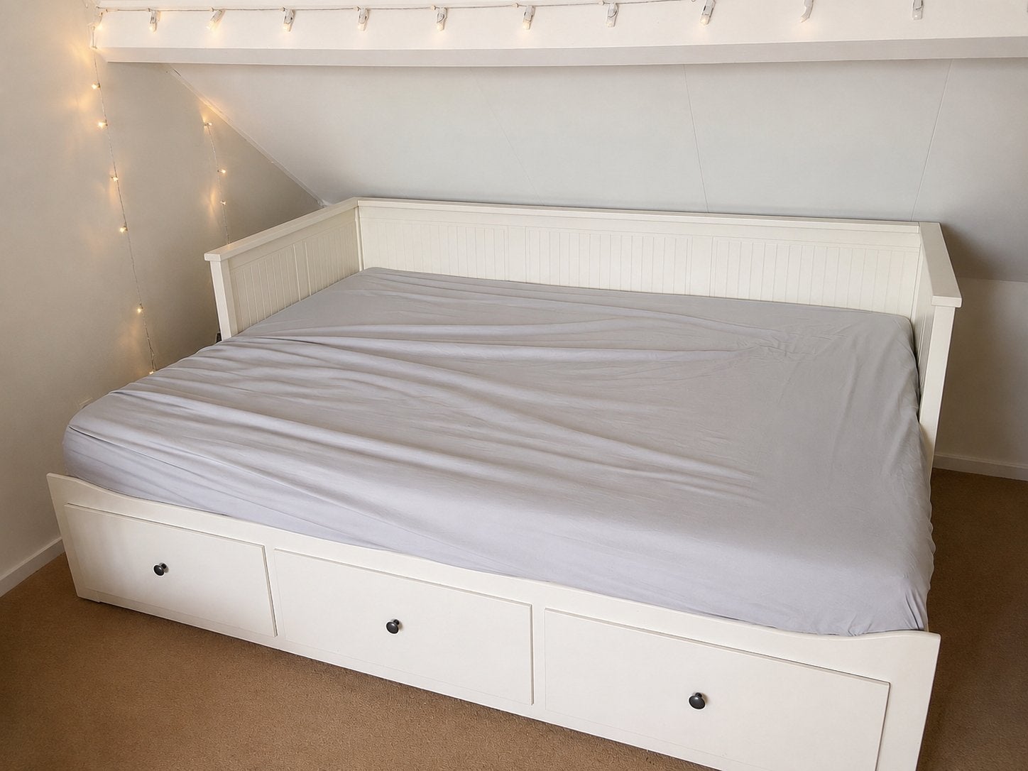 IKEA Hemnes bedbank - Wit, 209x86 cm (uitgeschoven 162 cm), Ophalen, Wit, Tweepersoons, 200 cm