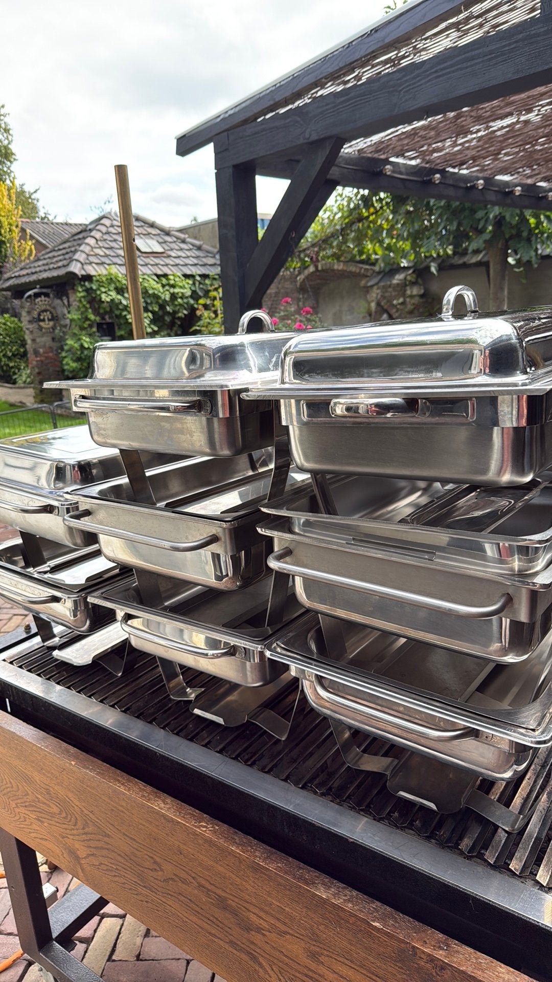 8 x Chafing dish €20,- per stuk, Overige typen, Ophalen of Verzenden, Zo goed als nieuw, Metaal
