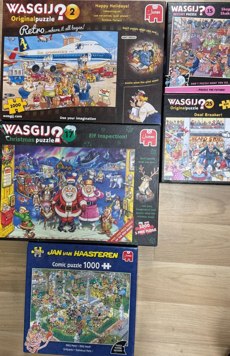 Wasgij en Jan van Haasteren puzzels - 6 stuks, Ophalen of Verzenden, 500 t/m 1500 stukjes, Gebruikt, Legpuzzel