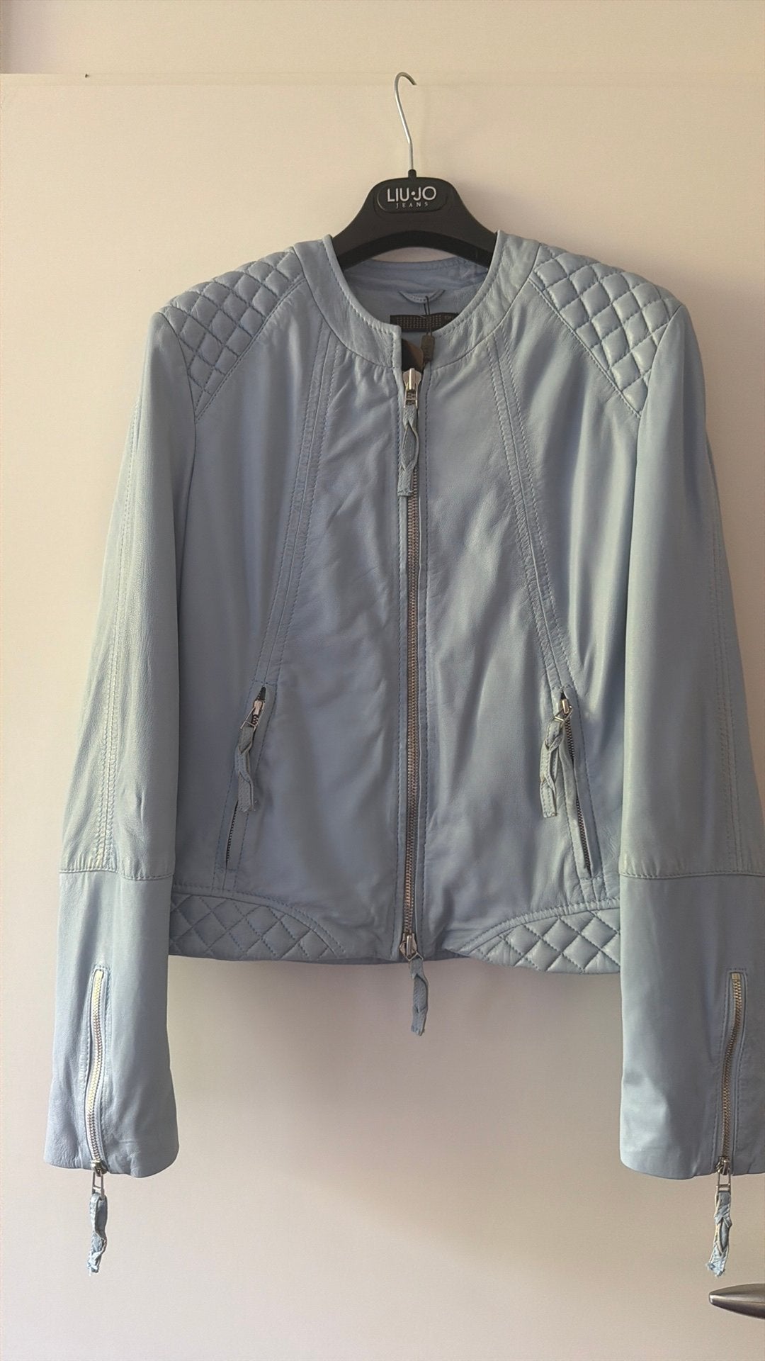 DNA leren jasje lichtblauw /maat  4, Kleding | Dames, Jasjes, Kostuums en Pakken, Maat 38/40 (M), Blauw, Nieuw, Ophalen of Verzenden