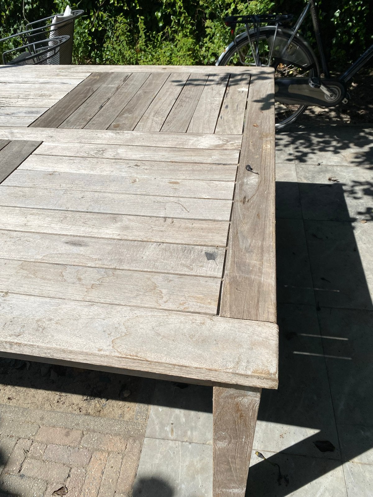 Teak tuintafel 150x150 cm, Ophalen, Gebruikt, Vierkant, Teakhout
