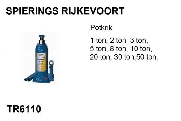 Potkrik, 1 ton tot 50 ton , krik bottle jack Spierings, Niet ingevuld, Niet ingevuld, Nieuw, Ophalen of Verzenden