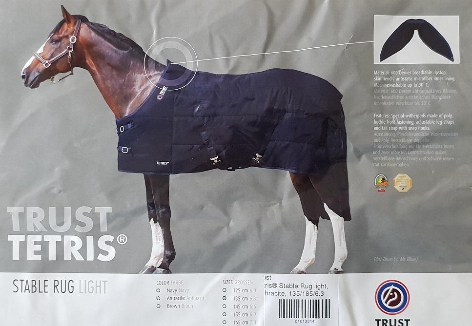 Paardendeken / Staldeken TRUST Tetris 135/185/6.3 Antraciet, Dieren en Toebehoren, Paarden en Pony's | Dekens en Dekjes, Overige merken
