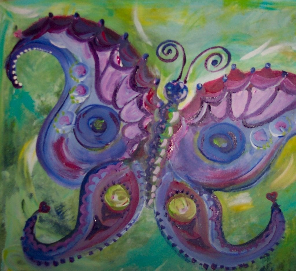 Gouache Vlinder Dansend Vlindertje Wervelend Paarstinten, Antiek en Kunst, Ophalen of Verzenden, Gelakt/vernis, Gouache, Dieren