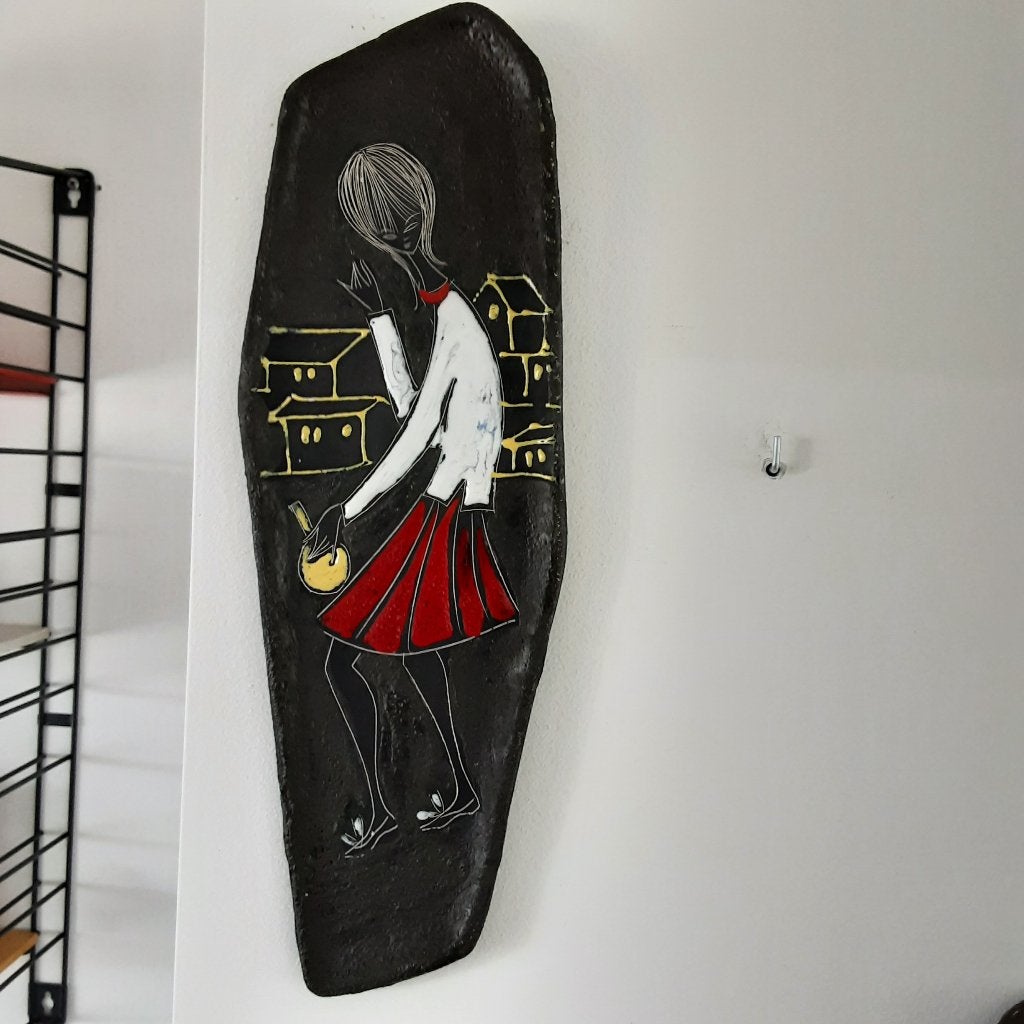 Vintage retro wandtegel meisje, Antiek en Kunst, Ophalen of Verzenden