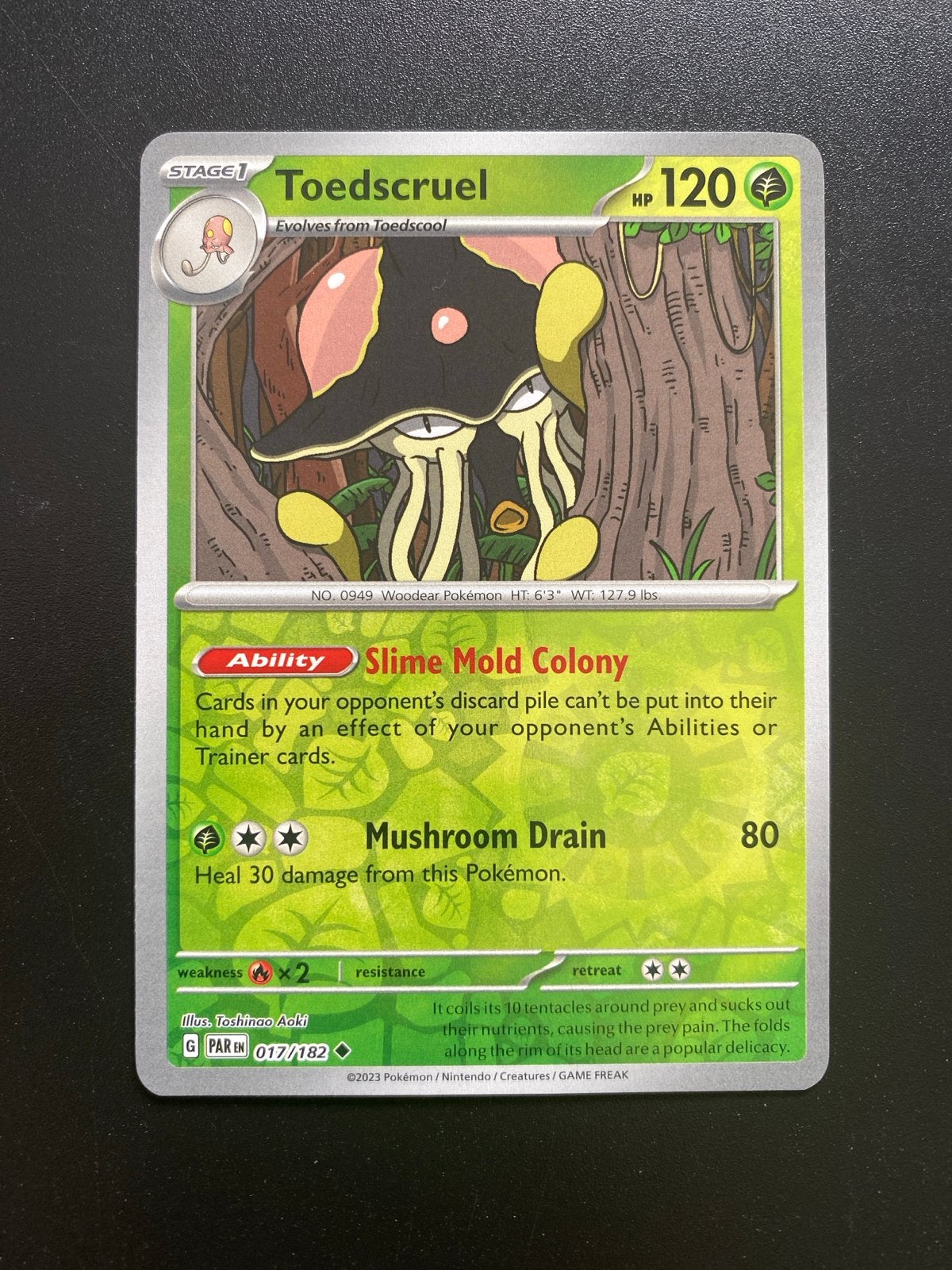 Toedscruel 017/182 Reverse Holo Pokémon Paradox Rift, Ophalen of Verzenden, Zo goed als nieuw, Losse kaart, Foil