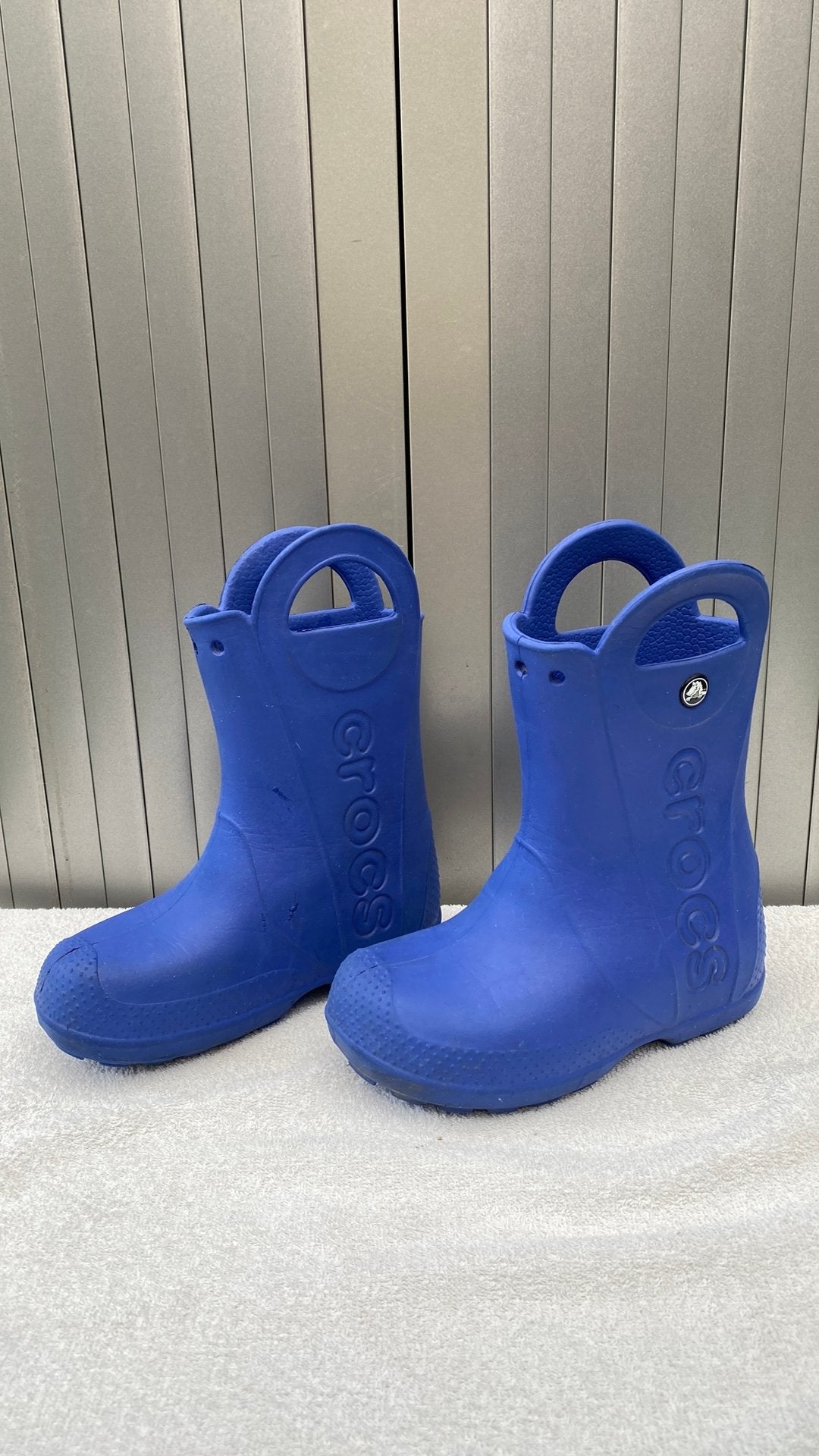 Crocs regen laarsjes C12 / 29/30 blauw, Gebruikt, Jongen of Meisje, Ophalen of Verzenden, Laarzen