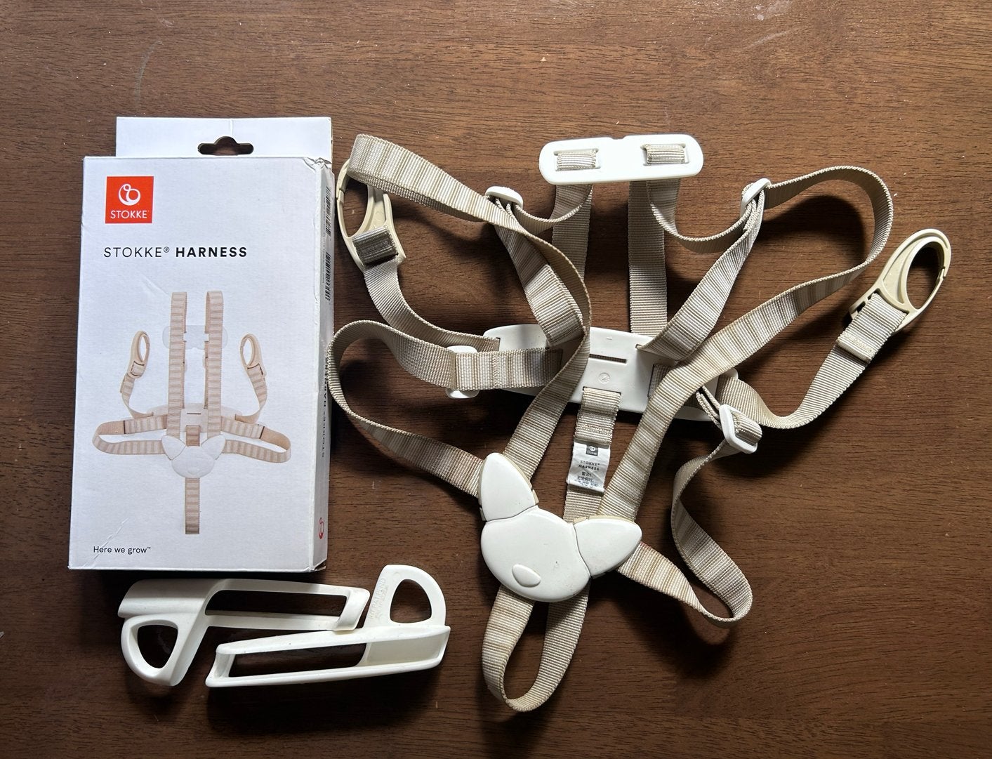 Stokke Tripp Trapp Harnas Beige - Veiligheid voor je kind, Ophalen of Verzenden, Gebruikt, Meegroeistoel, Gordel(s)