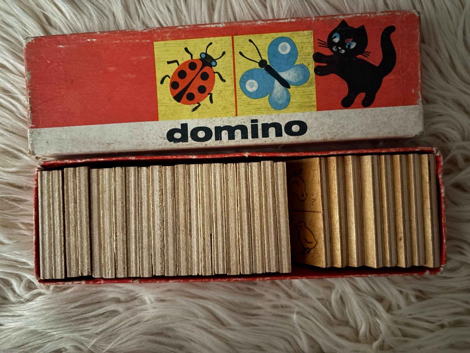 Kinder domino met houten blokjes - herkenbare dieren, Ophalen of Verzenden, Gebruikt, Overige typen