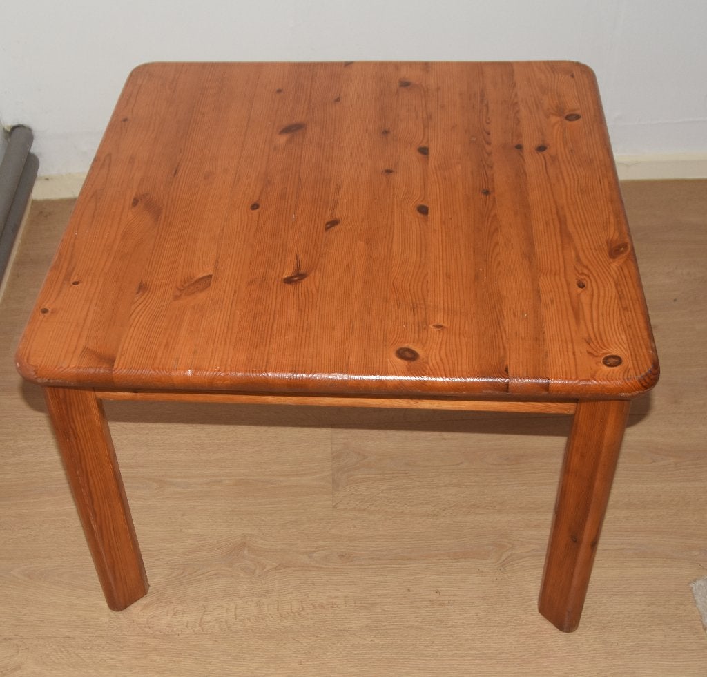 Grenen brutalistische bijzettafel salontafel 70 x 70 x 50, Huis en Inrichting, Tafels | Salontafels, Ophalen, 50 tot 100 cm, Vierkant