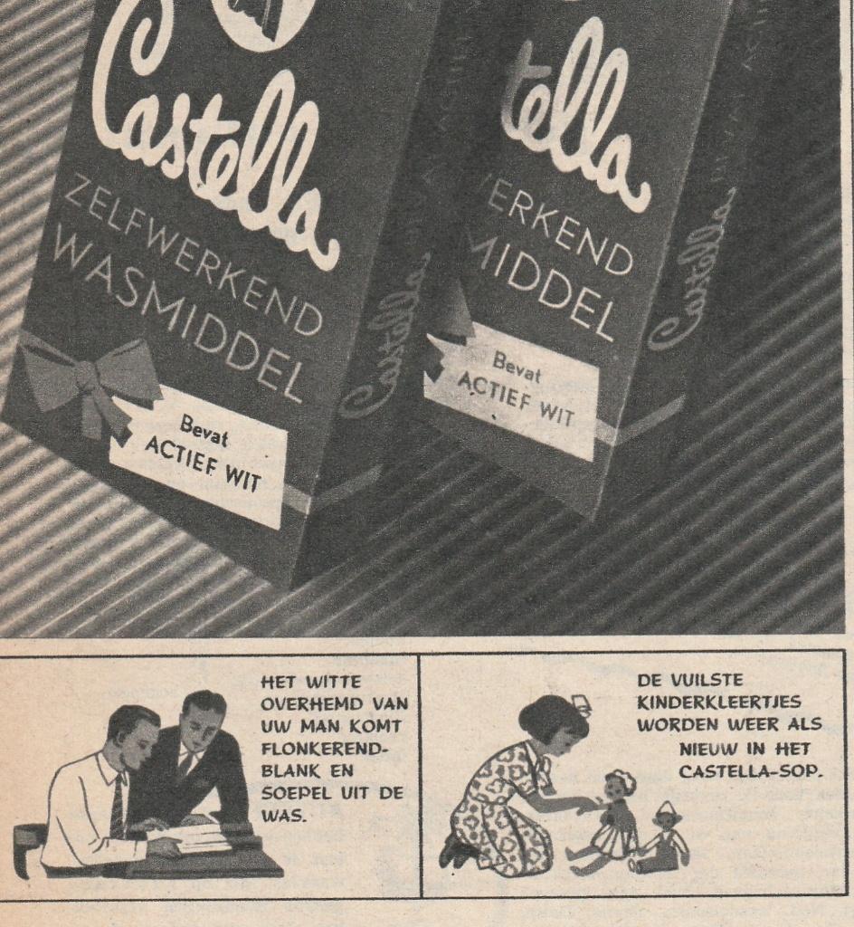 Retro reclame 1950 Castella Nijmegen wasmiddel meisje poppen, Verzamelen, Retro, Verzenden, Overige typen