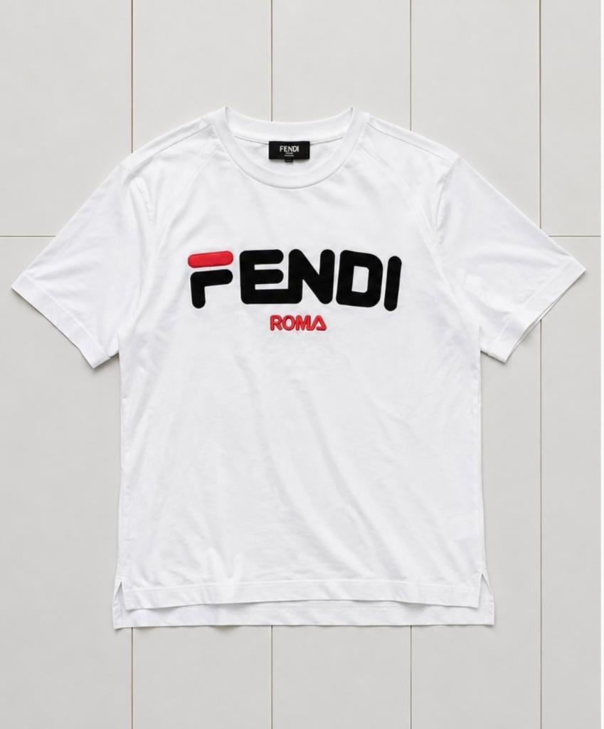 Fendi x Fila T-shirt, Maat 52/54 (L), Ophalen of Verzenden, Zo goed als nieuw, Wit