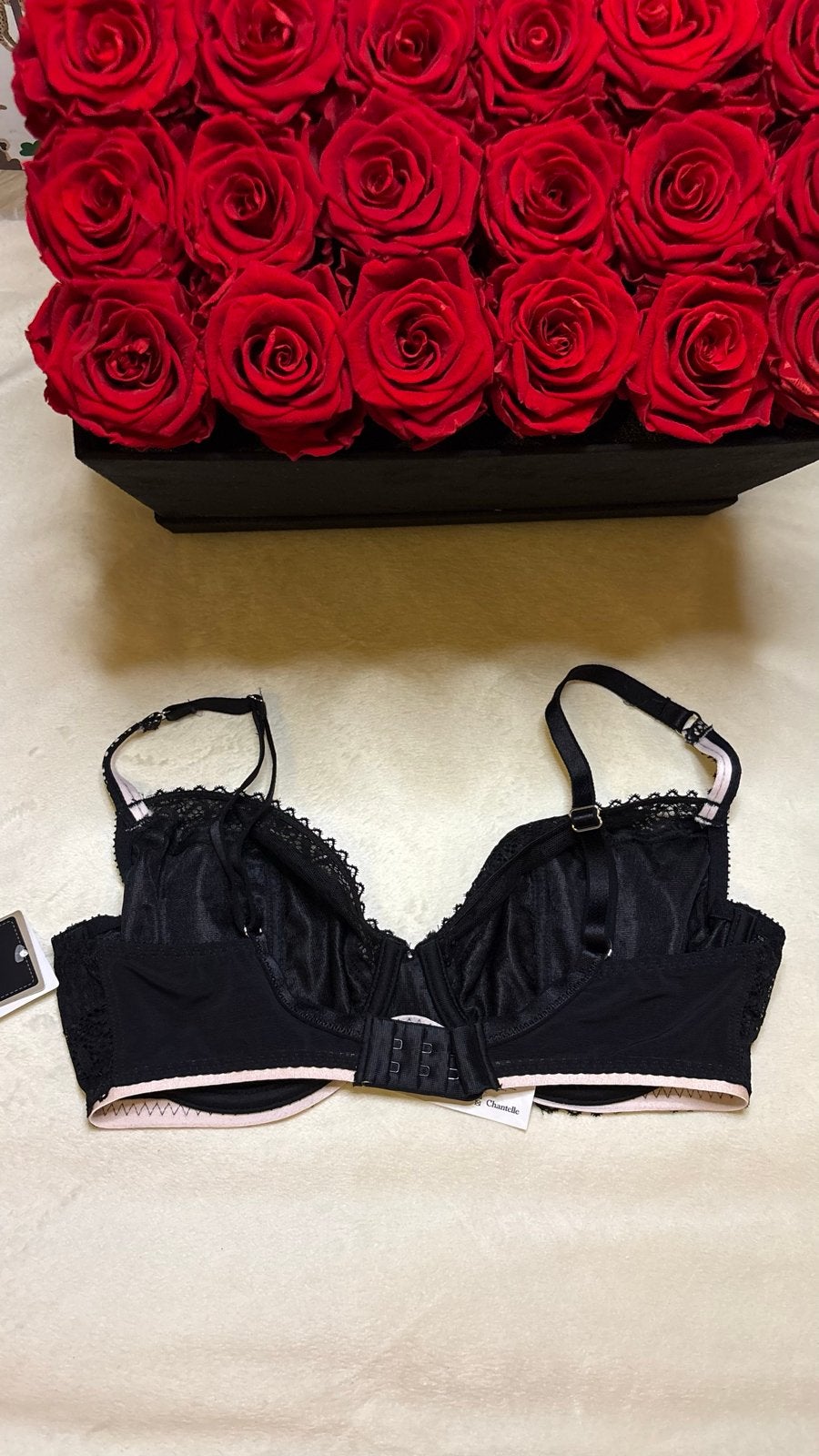 Chantelle BH 70E - Zwart met roze strikje, Verzenden, Zwart, BH