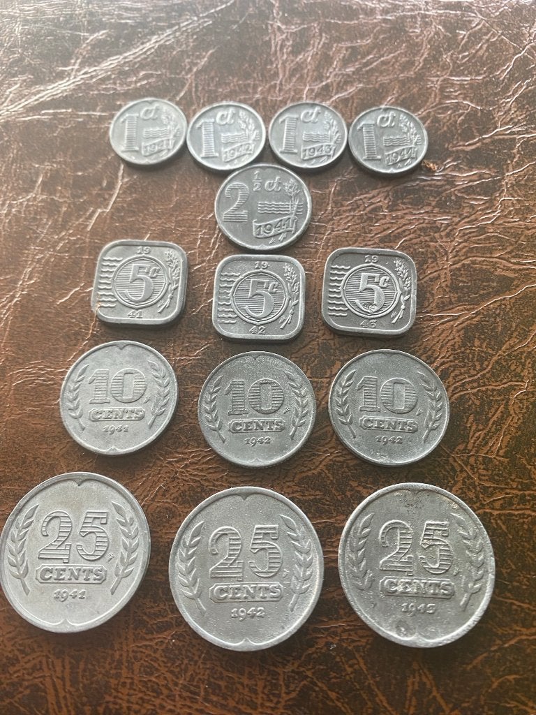 Nederlandse munten uit de Tweede Wereldoorlog, Ophalen of Verzenden, Koningin Wilhelmina, Overige waardes, Setje