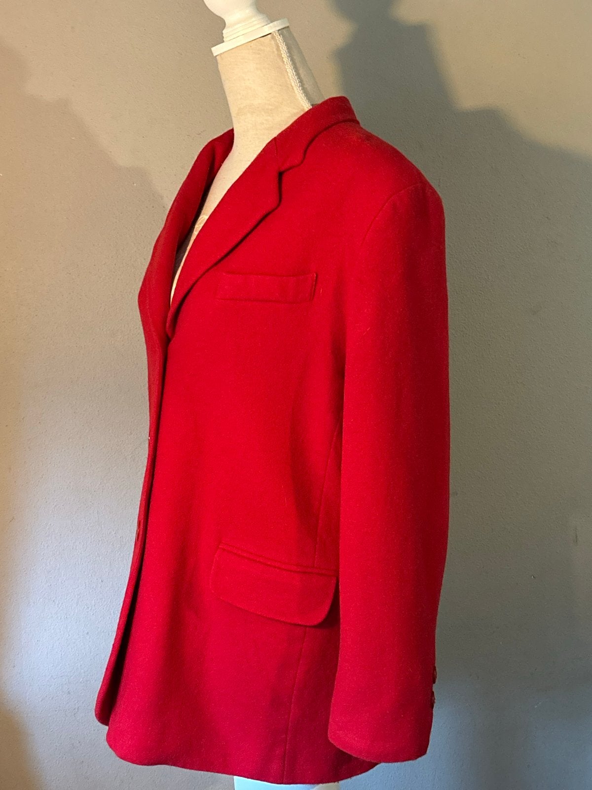 Vintage Wollen Blazer Classic Woman - Maat 42 - Rood, Ophalen of Verzenden, Gedragen, Maat 42/44 (L), Rood