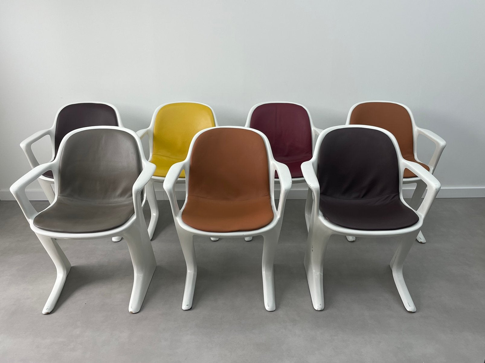 7 x Ernst Moeckl kangaroo stoelen  / Z- chair voor Horn,70s, Ophalen, Zo goed als nieuw, Wit, Vijf, Zes of meer stoelen
