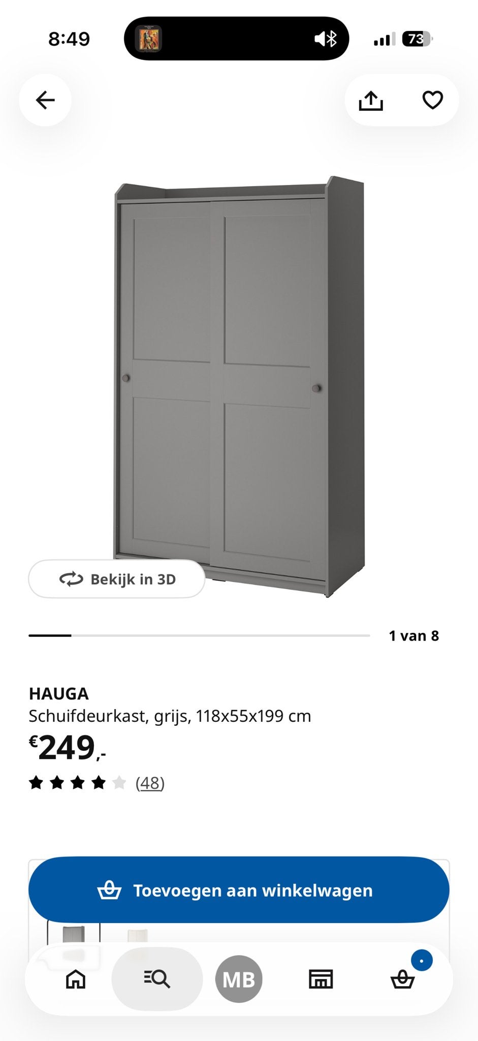 Ikea HAUGA kledingkast grijs - Zo goed als nieuw, Ophalen, 100 tot 150 cm, Zo goed als nieuw, 150 tot 200 cm