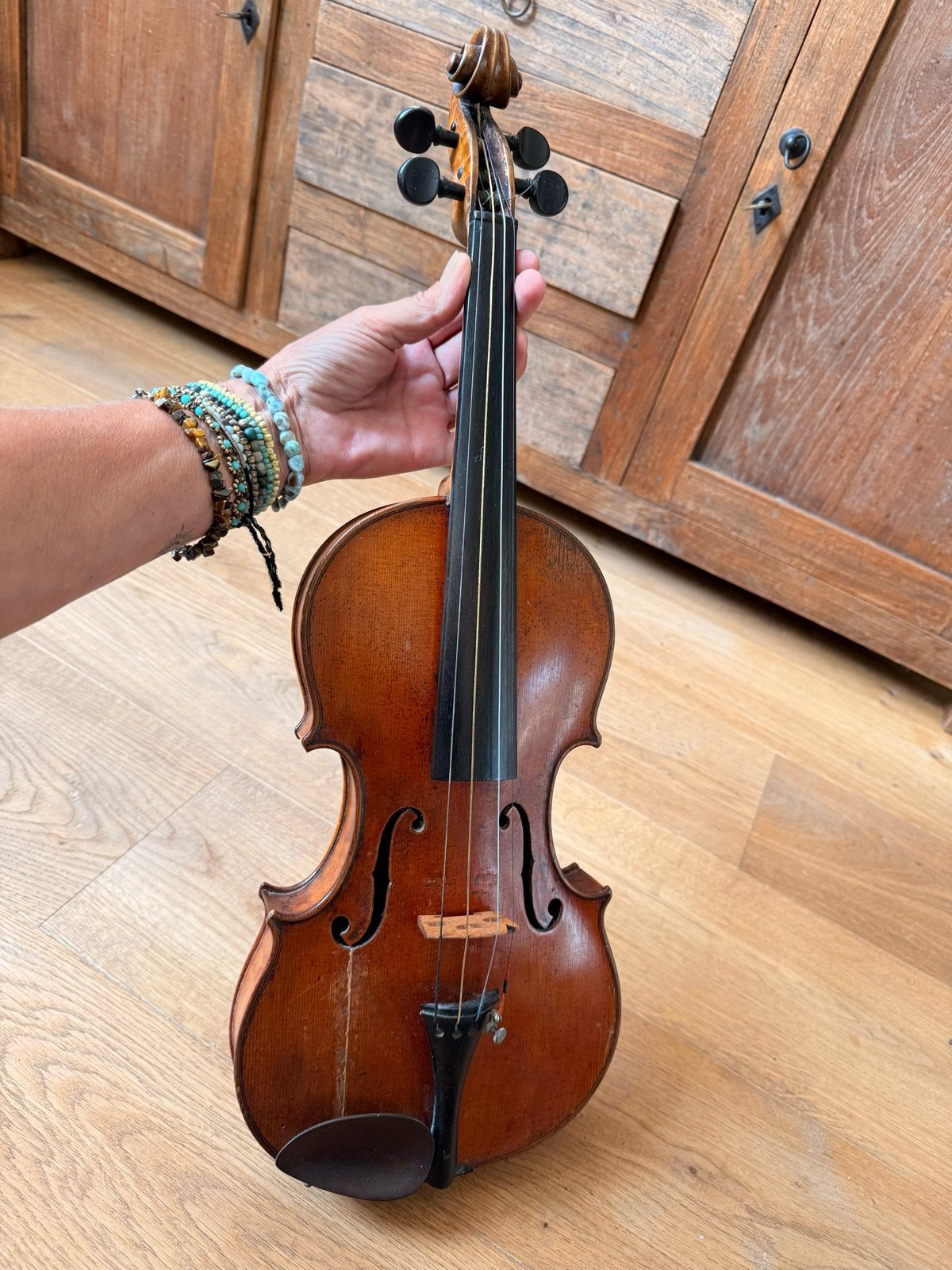 Antieke handgemaakte viool (1880-1920), Muziek en Instrumenten, Strijkinstrumenten | Violen en Altviolen, Ophalen, Gebruikt, Viool