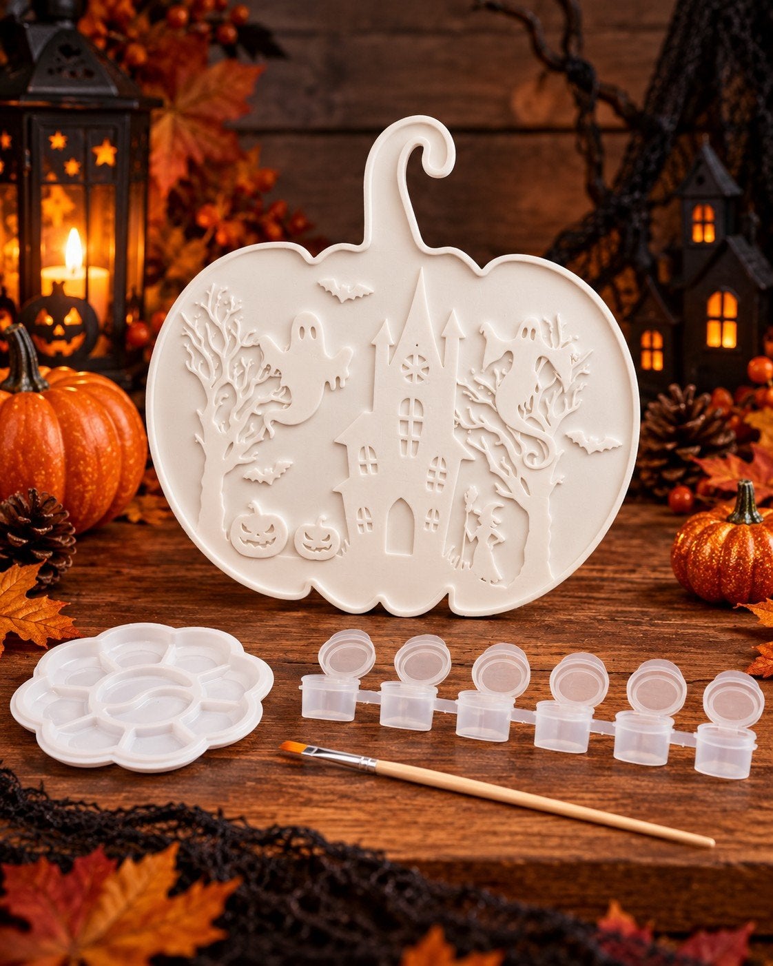 Halloween pompoenplaat - 3D - Schilderpakket, Ophalen of Verzenden, Nieuw, Wit