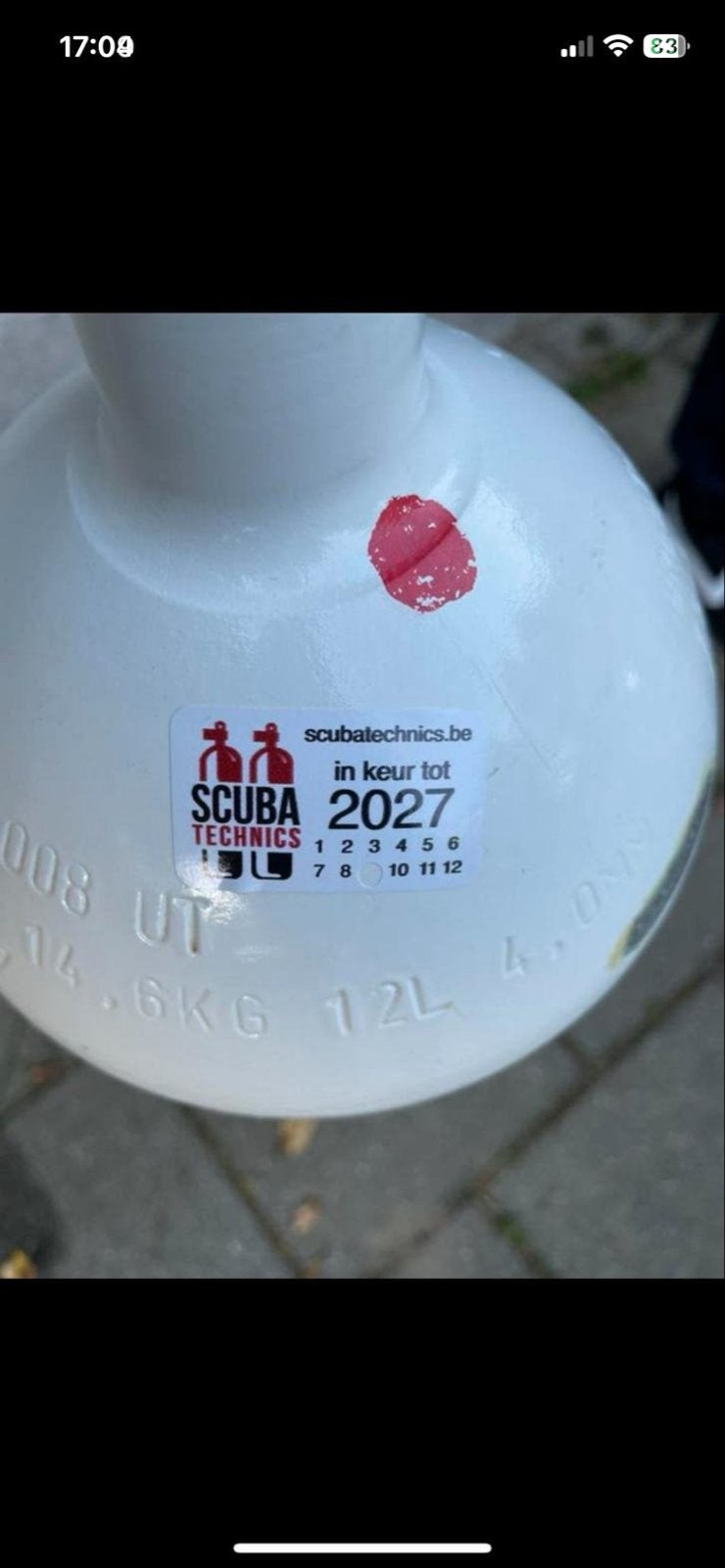 Duikfles 12L met keuring tot september 2027, Watersport en Boten, Ophalen, Gebruikt, Duikfles