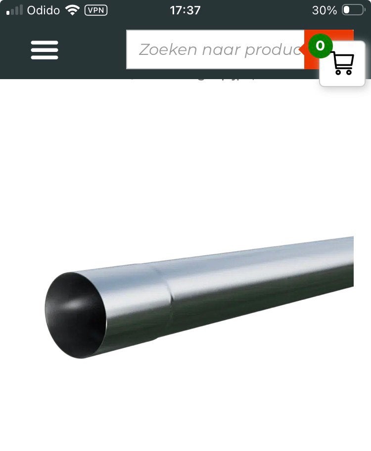 Gezocht: Zinken regenpijp 2 meter (80mm ø), Ophalen, 2 tot 4 meter, Zink, 80 mm of meer