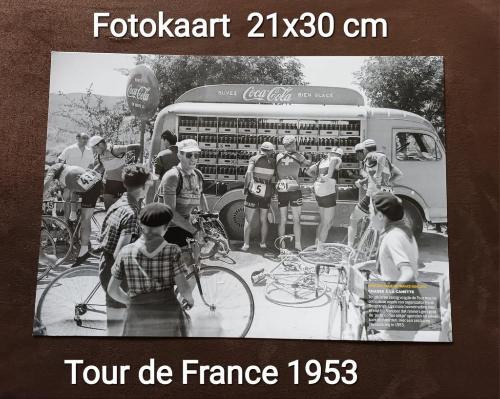 Fotokaart Tour de France 1953 - Coca-Cola ravitaillering, Gebruikt, Verzenden, Foto, 1940 tot 1960