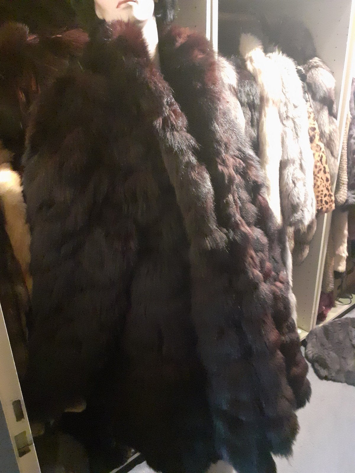 Dikke vintage echte FOX bontjas bont jas bontmantel L/XL, Ophalen of Verzenden, Zo goed als nieuw, Maat 46/48 (XL) of groter, Zwart