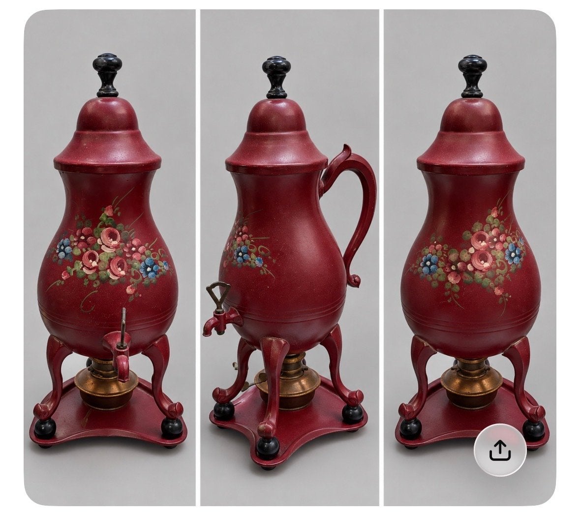 Antieke Samovar - Rood met Bloemmotief, Antiek en Kunst, Ophalen of Verzenden