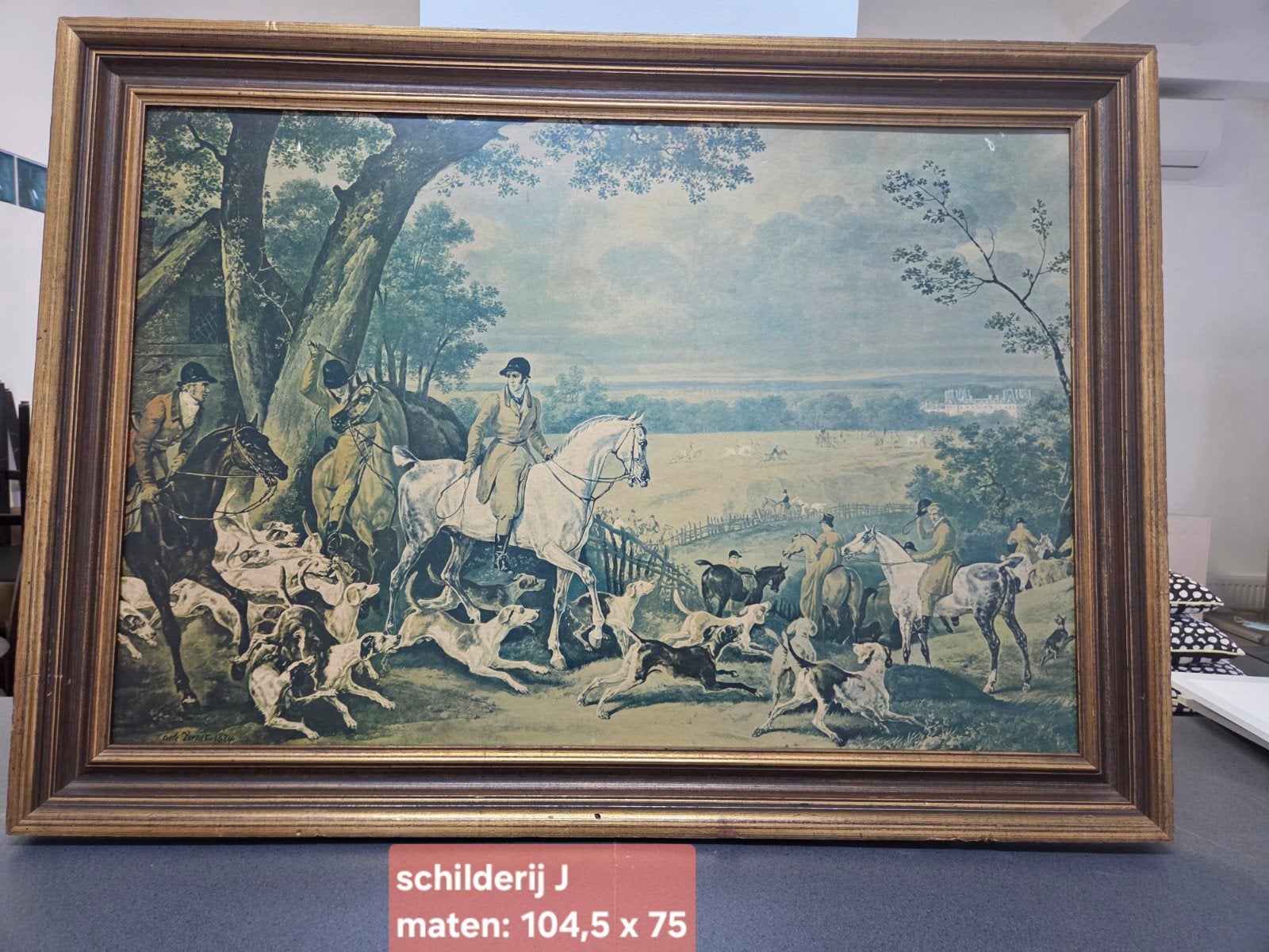 Jachttafereel schilderij gesigneerd Carle Vernet 1824, Ophalen