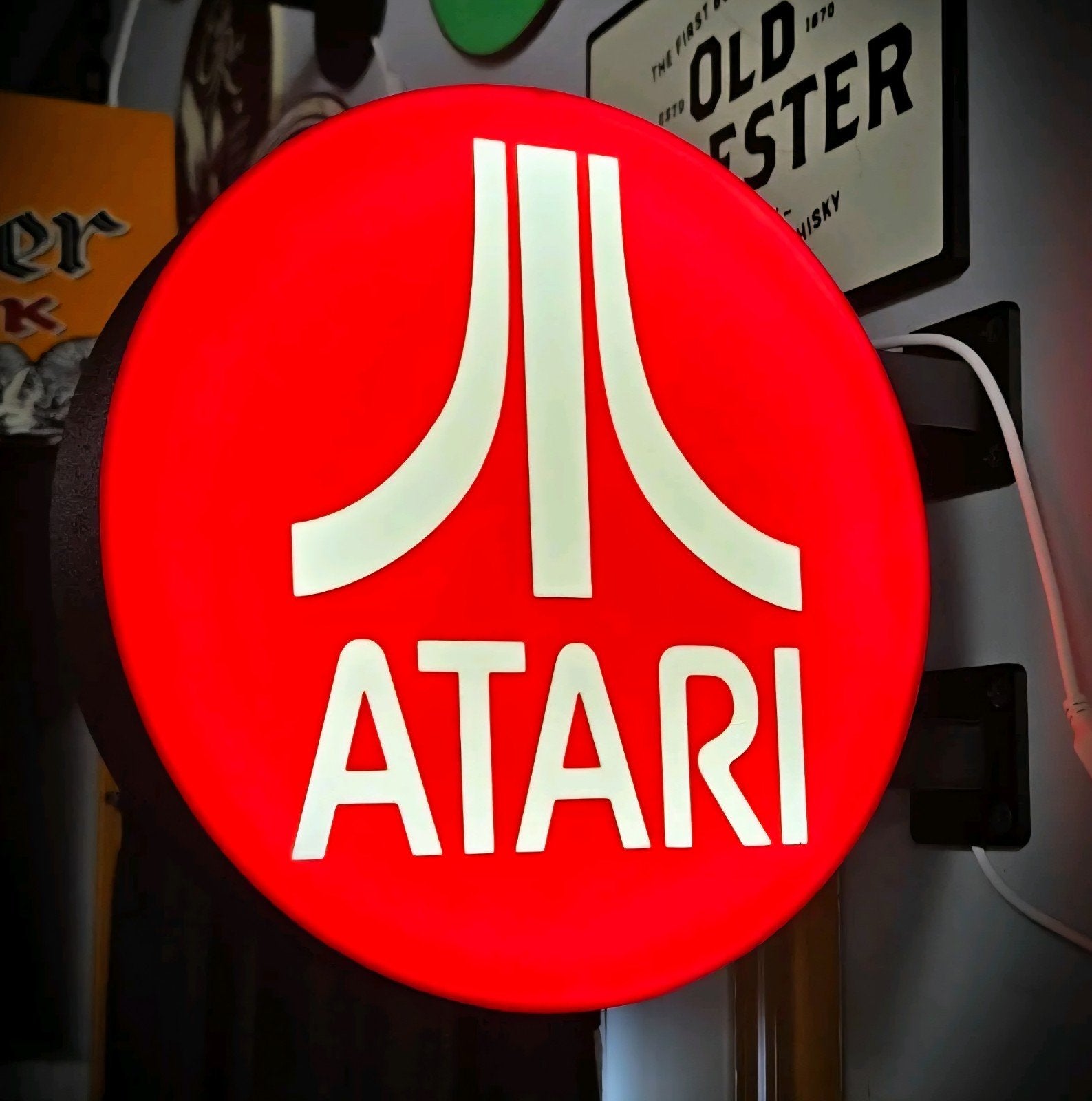 Dubbelzijdige LED Lichtbak Ø30cm - Atari Logo, Ophalen of Verzenden