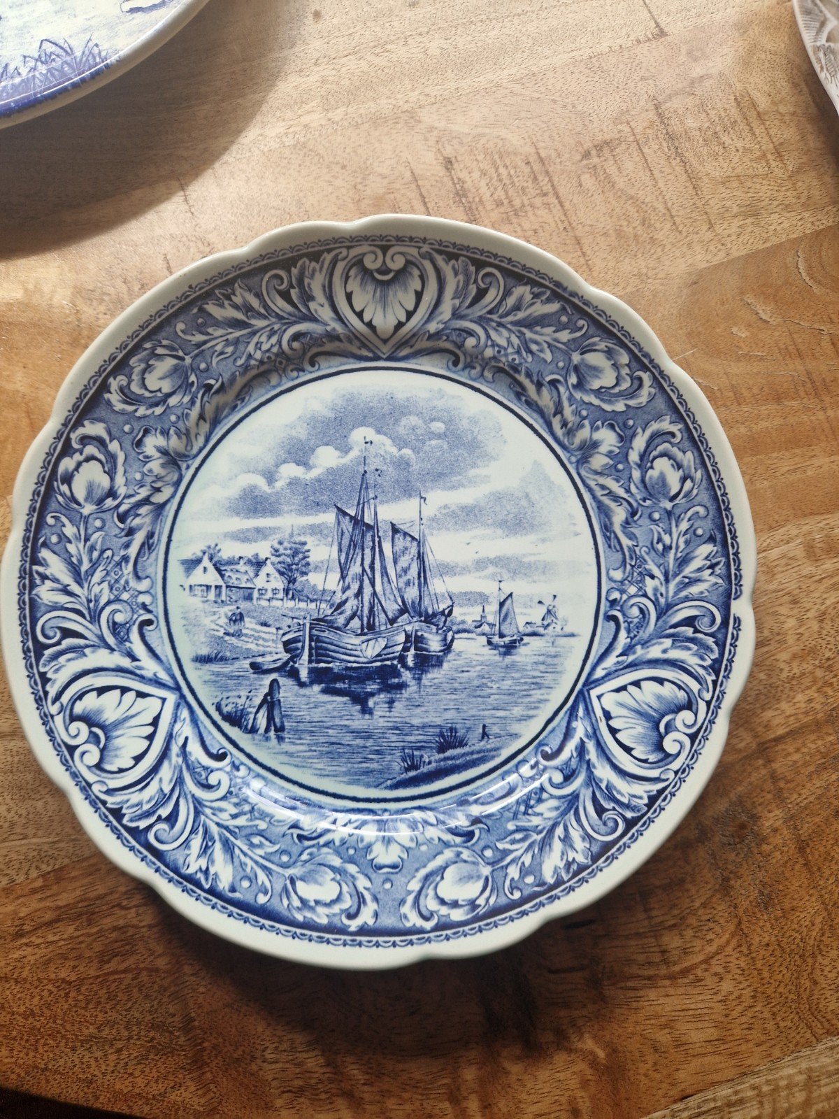 Prachtig Delfts Blauw wandbord met Hollands tafereel, Ophalen of Verzenden
