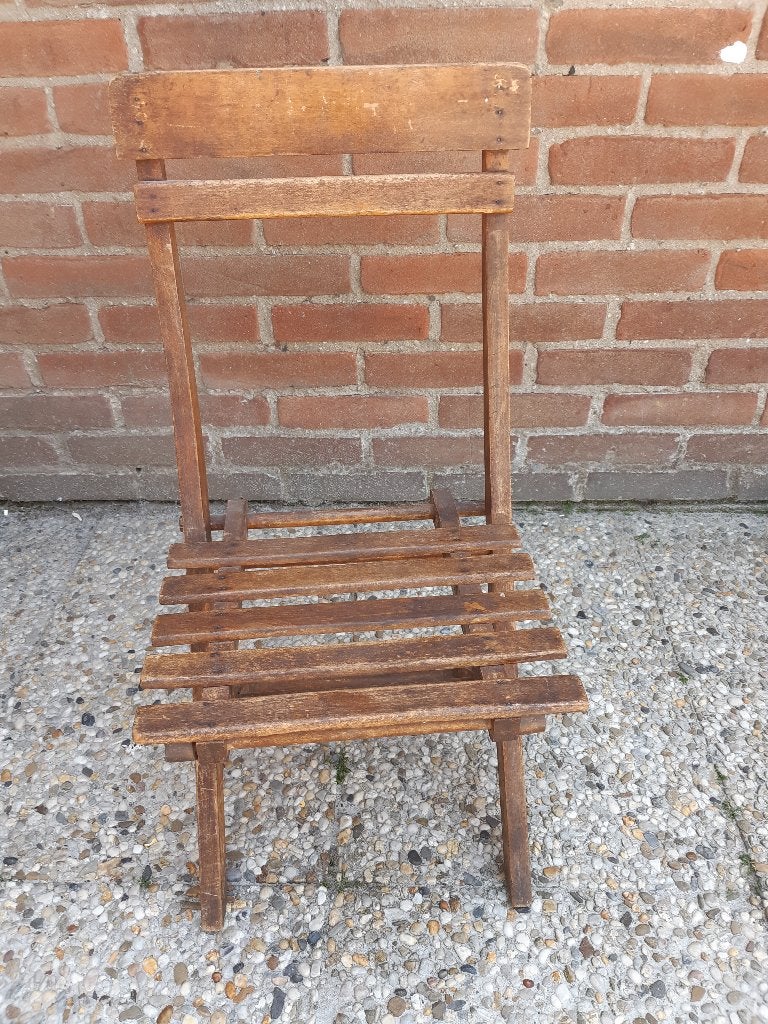 Vintage Bruin Houten Klapstoeltje / Stoeltje voor Kinderen, Ophalen of Verzenden, Gebruikt, Inklapstoel