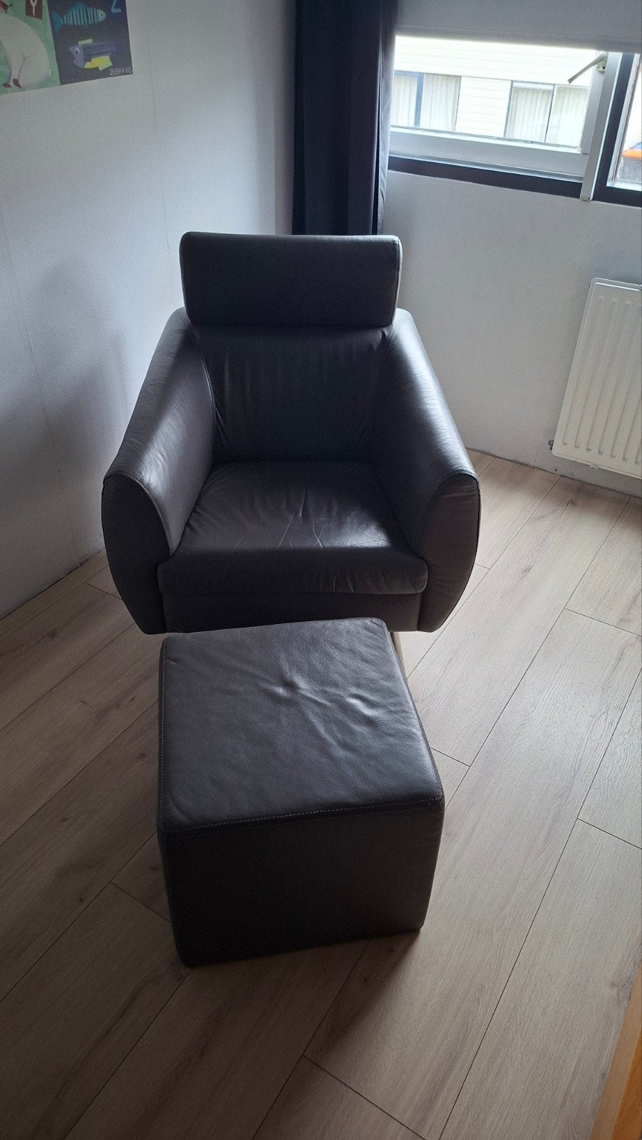 2x montel leren relax fauteuil met 1 voetenbank, Ophalen, 90 cm, Eenpersoons, Zo goed als nieuw