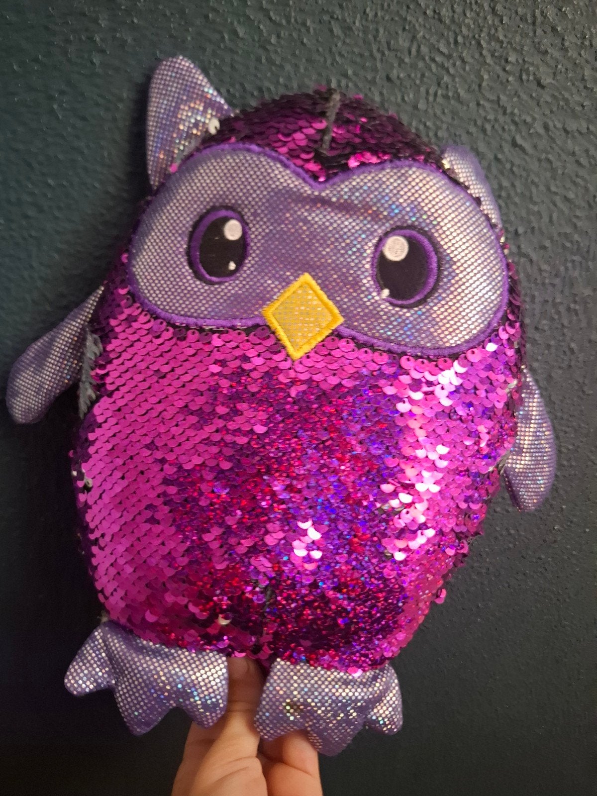 Schattige Uil Knuffel met Omkeerbare Pailletten, Paars, Overige merken, Overige karakters, Overige typen