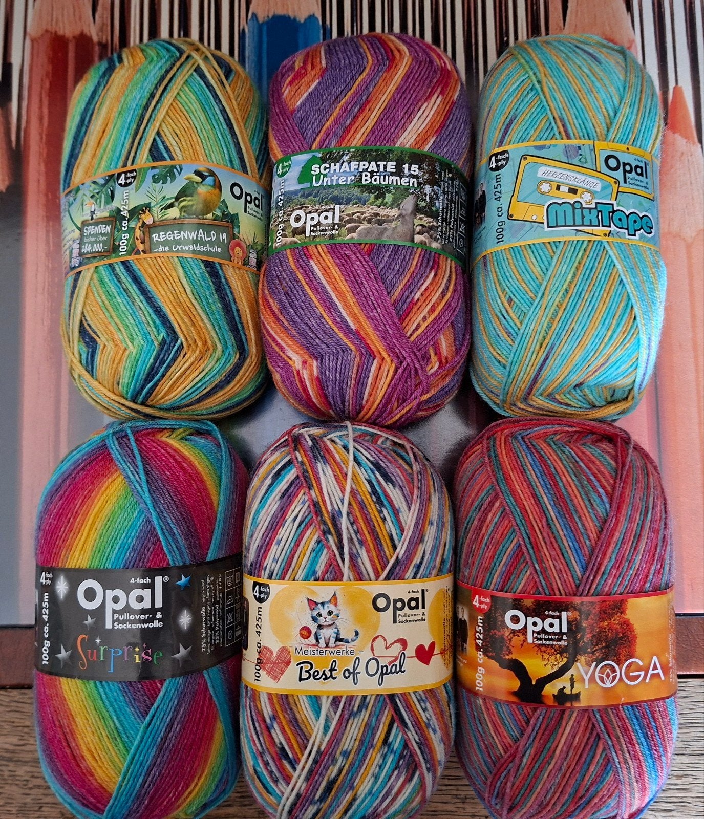 6x100 gr opal sokkenwol 4 ply, Breien of Haken, Nieuw, Ophalen of Verzenden, Opal