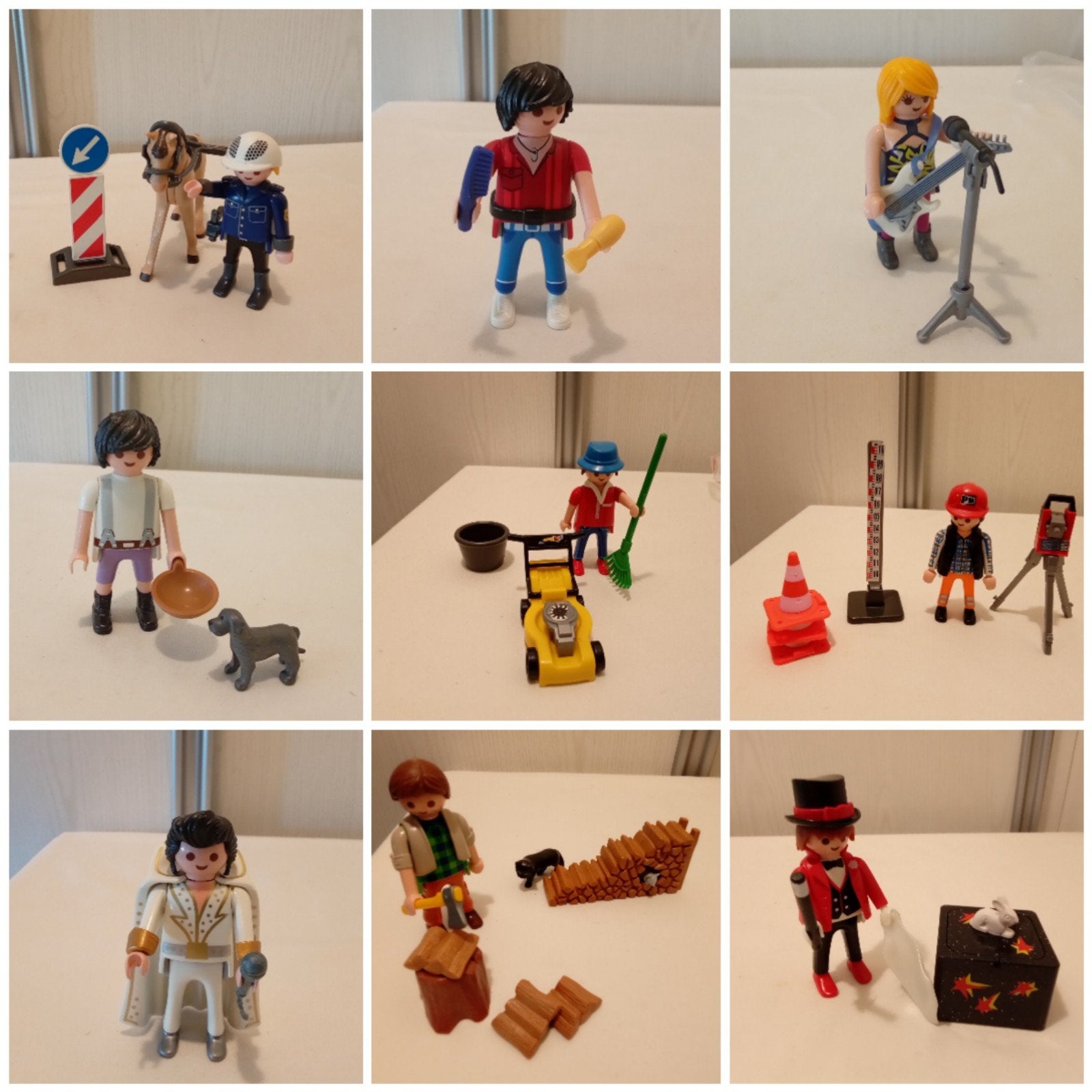 playmobil diverse beroepen, zanger, houthakker,kapper, tuinm, Ophalen of Verzenden, Gebruikt