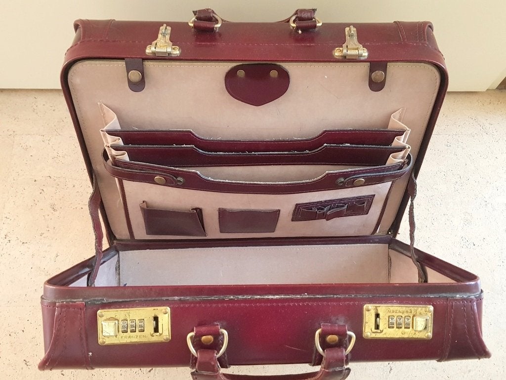Vintage '80-'s luxe AKTENTAS fijn rundleer, bordeaux rood, Ophalen of Verzenden, Gebruikt, Rood, Overige merken