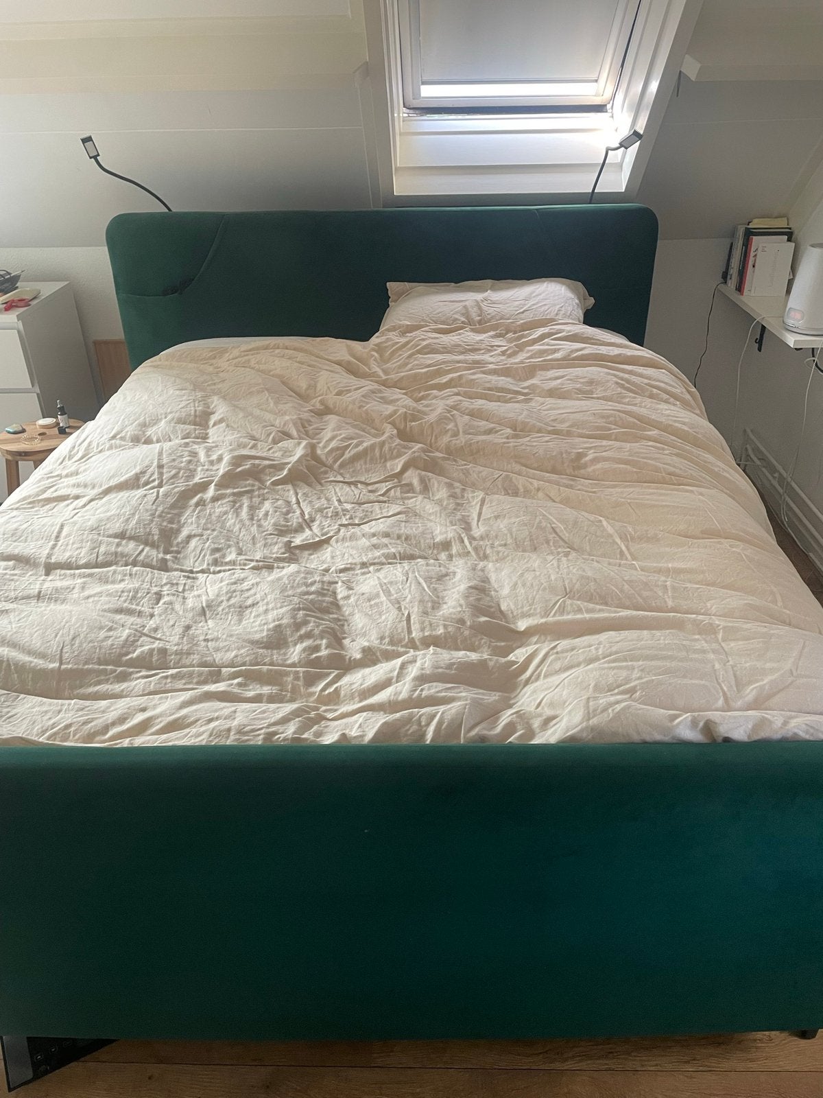Luxe Boxspring Lifestyle 2.0 Groen - 160x200 cm, Huis en Inrichting, Slaapkamer | Bedden, Ophalen, Verstelbaar, Tweepersoons, Zo goed als nieuw