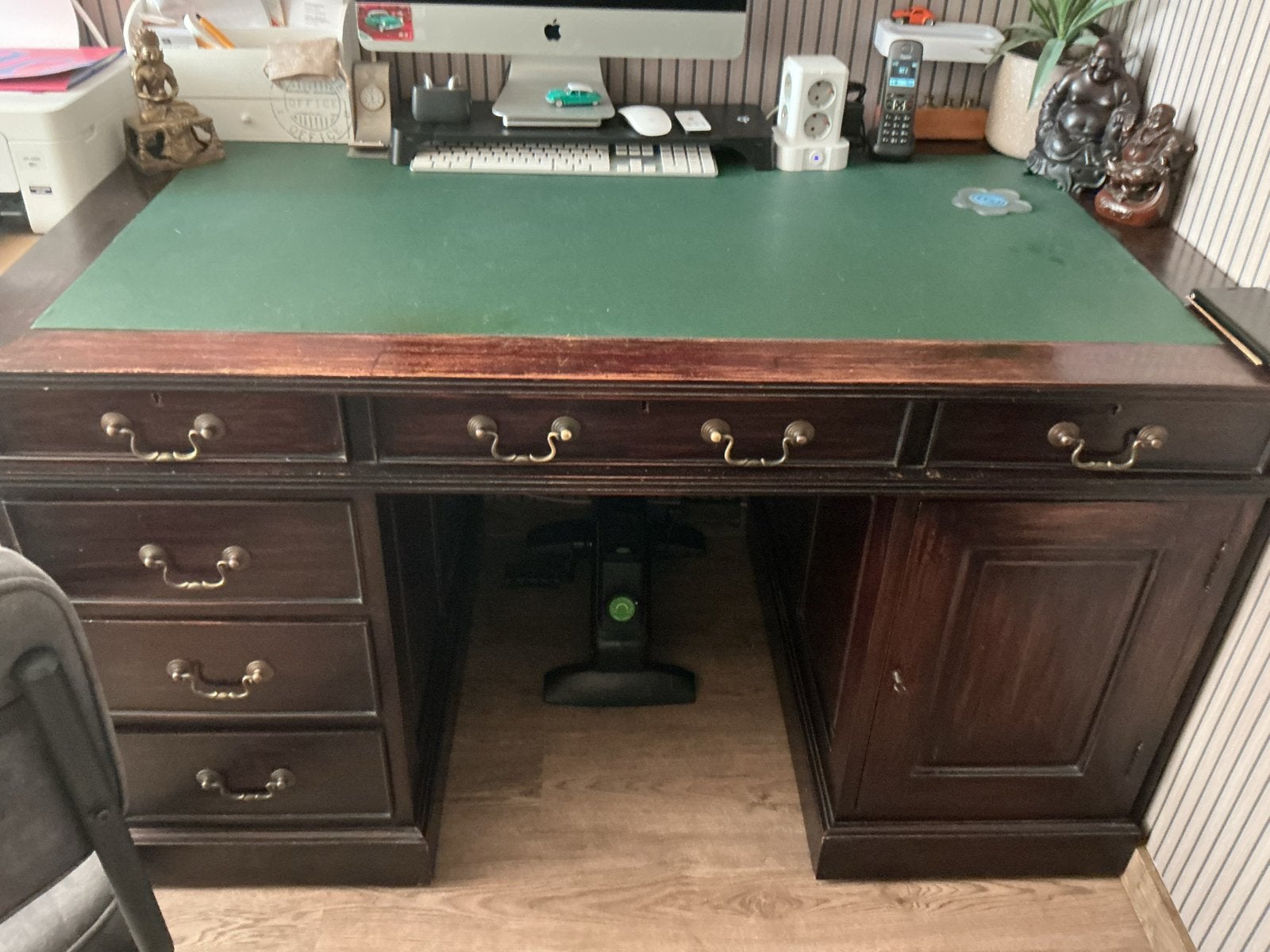Klassiek bureau met lades en kastje, inclusief sleutels, Ophalen, Gebruikt, Klassiek, Bureau-kast combinatie