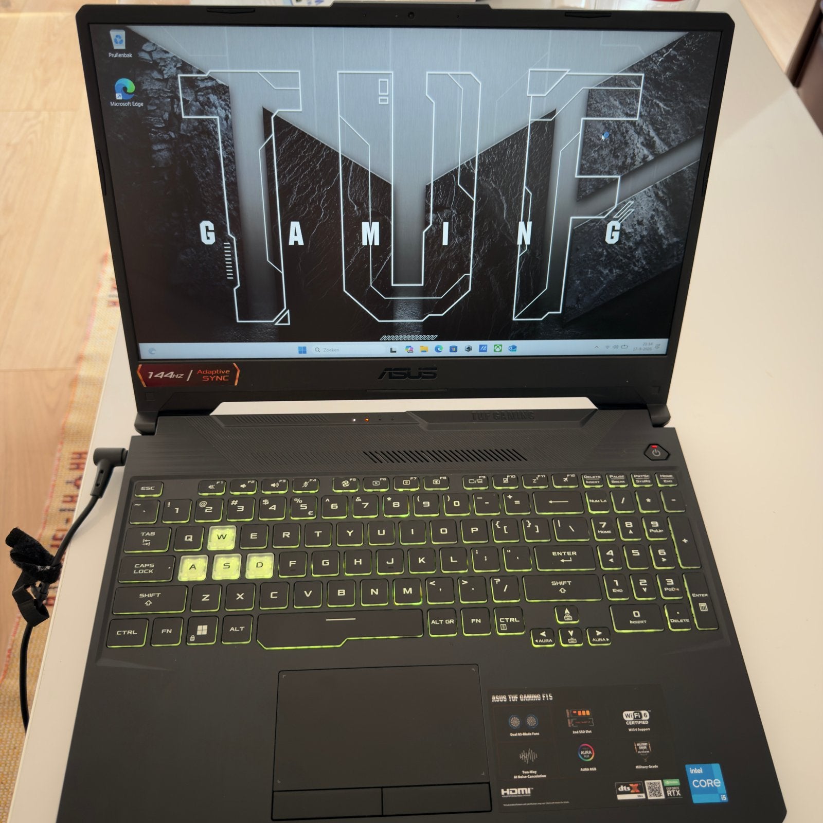 ASUS TUF F15 FX506HC i5 RTX 3050 8GB 512GB SSD, Met videokaart, 2 tot 3 Ghz, 8 GB, Ophalen of Verzenden